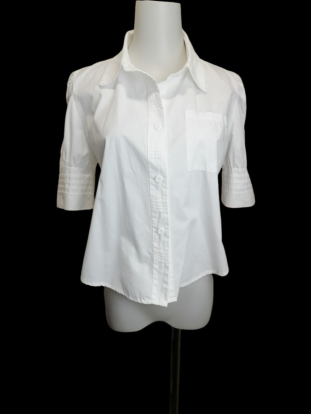 👀👀Classic White 100% Cotton Button-Up Short Sleeve Women's Shirt